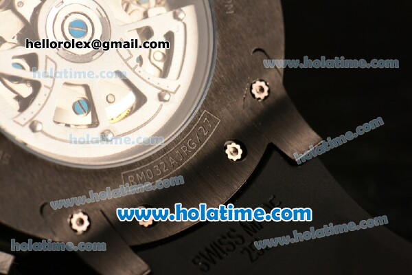 Richard Mille RM032 Chrono Swiss Valjoux 7750 Automatic PVD Case with Skeleton Dial and White Markers - Click Image to Close